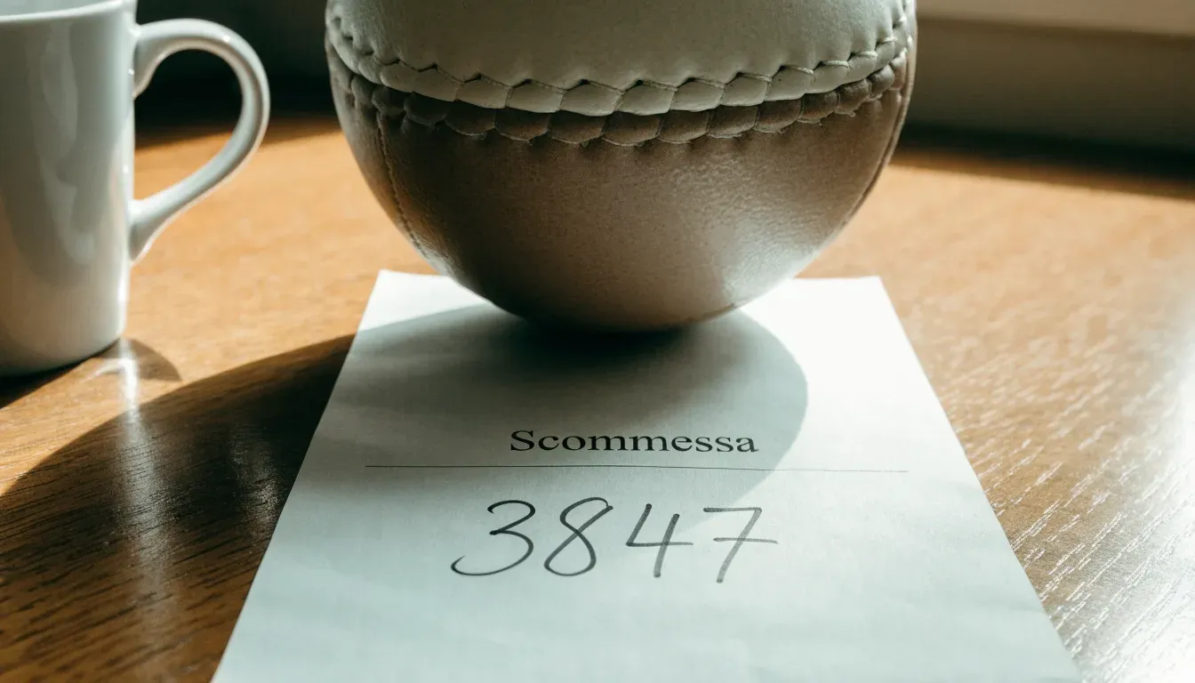 Un pallone da calcio appoggiato su una schedina bianca su un tavolo di legno, alla luce del giorno